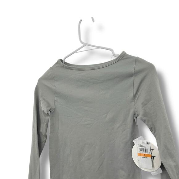 NEW Macy's Gray Long Sleeve Top Size Small Fitted Corset Hem Baby Tee NWT - Picture 3 of 6
